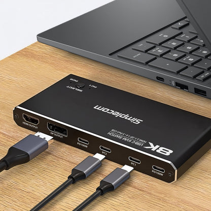 Simplecom KM470 2-Port USB-C KVM Switch 8K Docking Station HDMI 2.1 DP for Lapto image 3