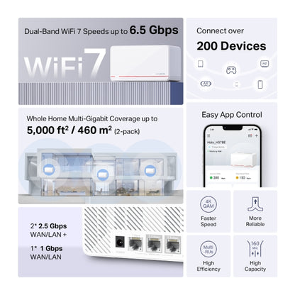 Mercusys Halo H37BE(2-pack) BE6500 Whole Home Mesh Wi-Fi 7 System image 3