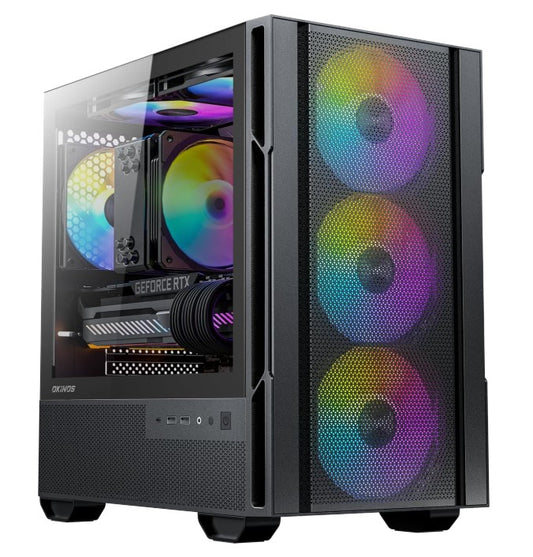 OKINO Cypres 3 ARGB Micro ATX Case, 4 × 120mm ARGB Non-PWM Case Fans Pre-Instal image 0