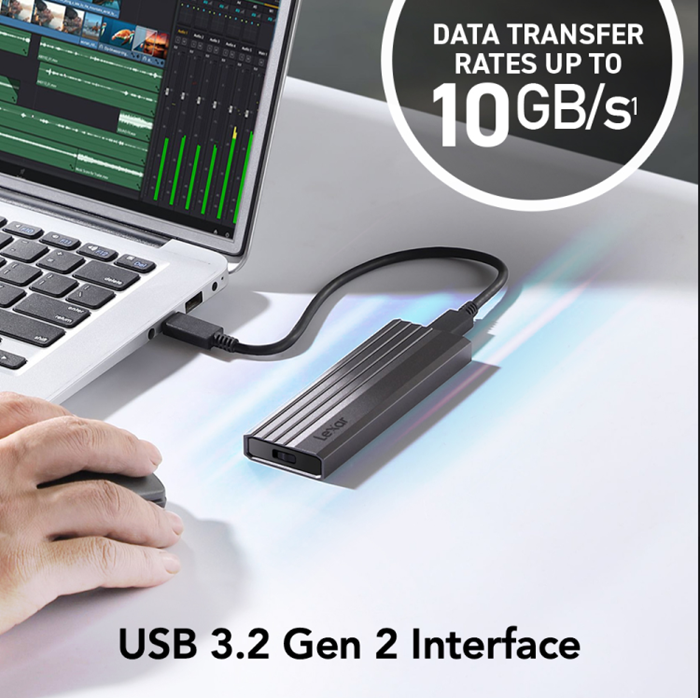 Lexar M.2 SSD Enclosure USB 3.2 Gen2 Supports M.2 NVMe & SATA SSD 1 C To C Cable image 3