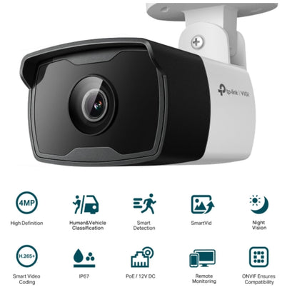 TP-Link VIGI 4MP C340I(2.8mm) Outdoor IR Bullet Network Camera, 2.8mm Lens, Smar image 2