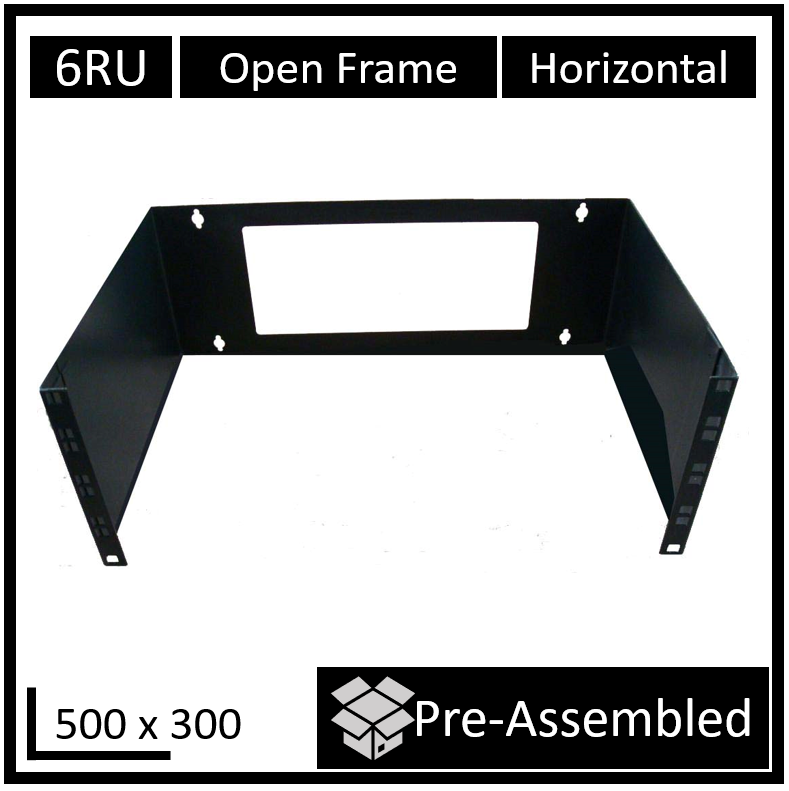 LDR Open Frame 6U Wall Mount Frame (500mm x 300mm) - Black Metal Construction image 0
