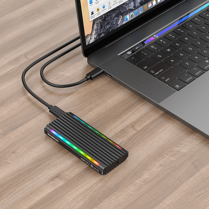 Simplecom SE525 NVMe / SATA M.2 SSD USB-C Enclosure with RGB Light USB 3.2 Gen 2 image 3
