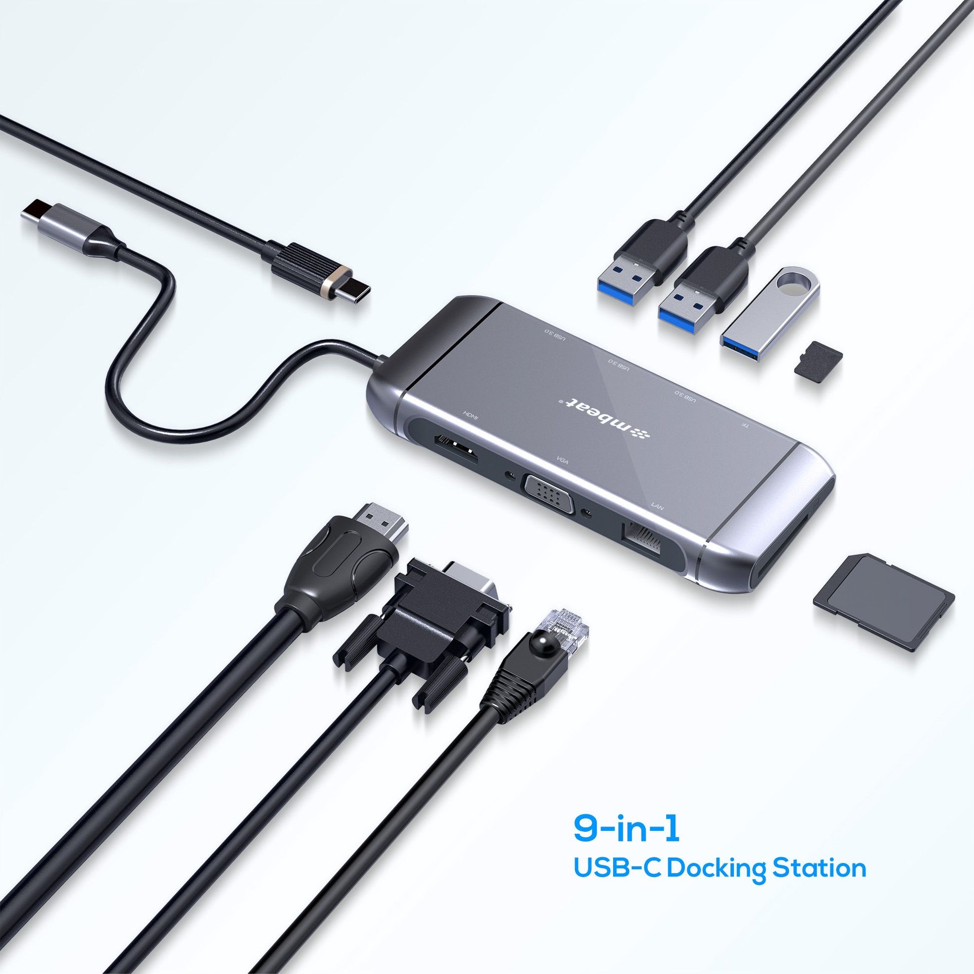 mbeat®  Elite X9 9-in-1 Multifunction USB-C Docking Station 1x HDMI, 1x VGA 1x image 2