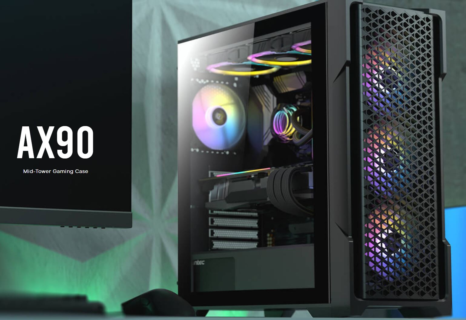 Antec AX90 ATX, 2x 360mm Radiator Support, 4x ARGB 12CM Fans 3x Front & 1x Rear image 0