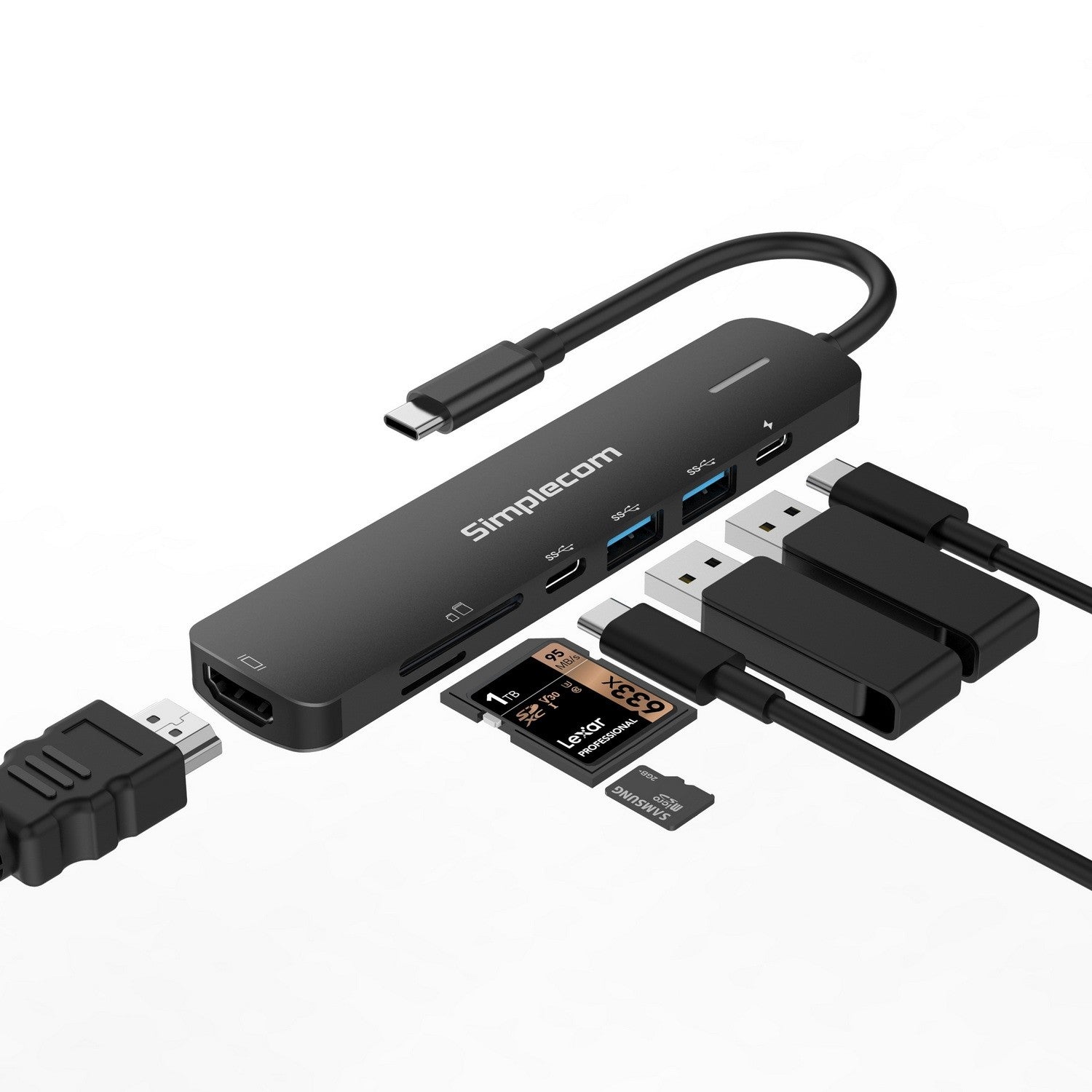 Simplecom CHT570 USB-C SuperSpeed 7-in-1 Multiport Hub Adapter HDMI 2.0 Docking image 1