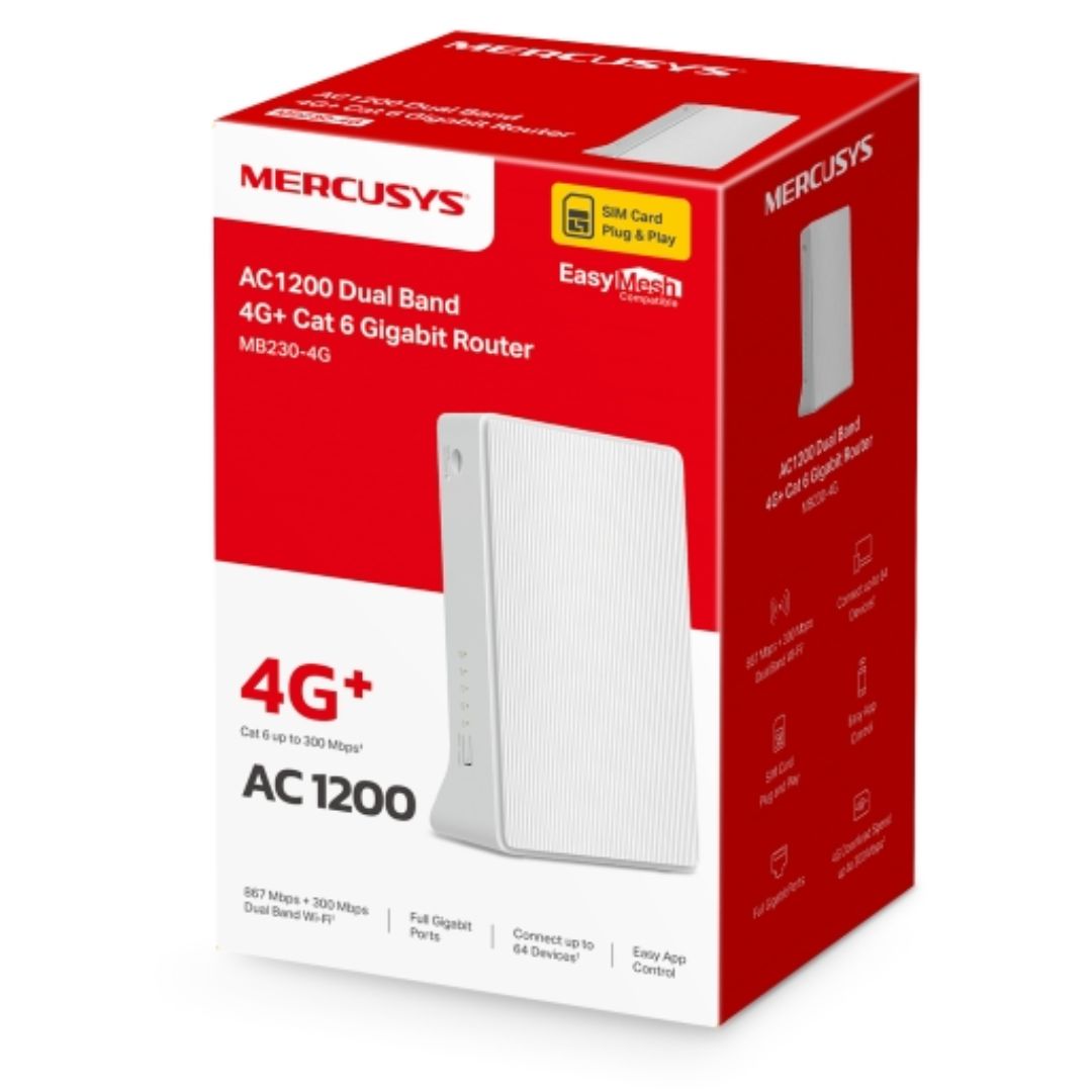 Mercusys MB230-4G 4G+ Cat6 AC1200 Wireless Dual Band Gigabit Router image 0