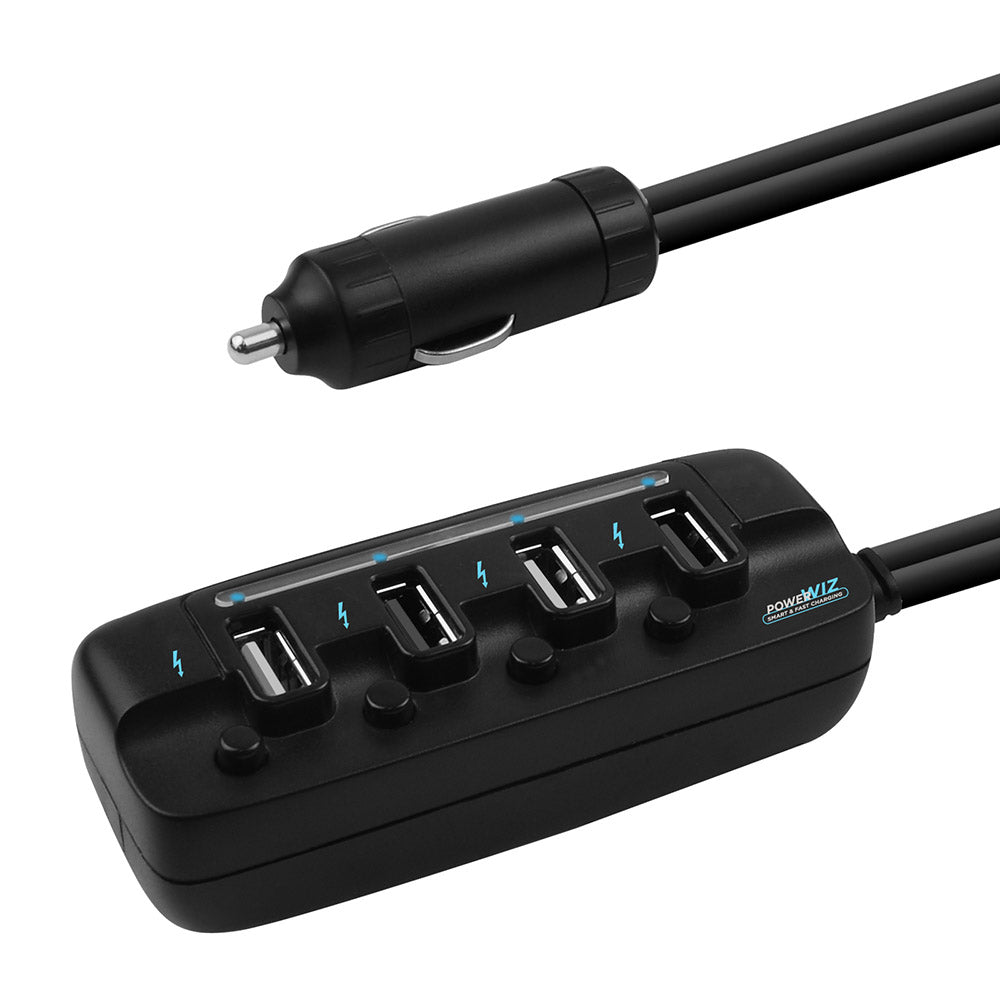 mbeat® 4 Ports USB Rapid Car Charger - 40W Rapid Smart Charger/Individual ON/OF image 0