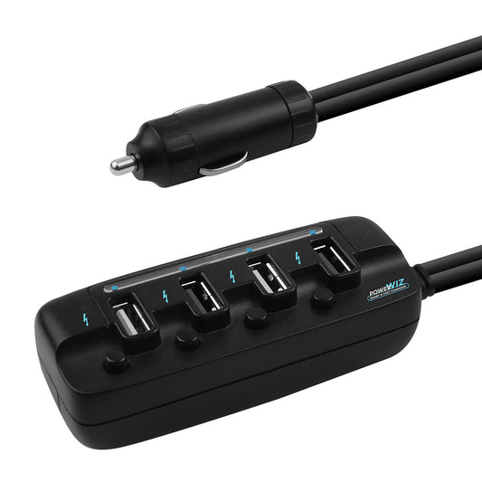 mbeat® 4 Ports USB Rapid Car Charger - 40W Rapid Smart Charger/Individual ON/OF image 0