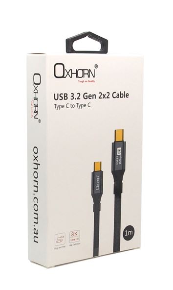 Oxhorn USB 3.2 Gen 2×2 2m USB-C to USB-C 20Gbps 8K@60Hz 20V 100W E-Marker Chip image 2