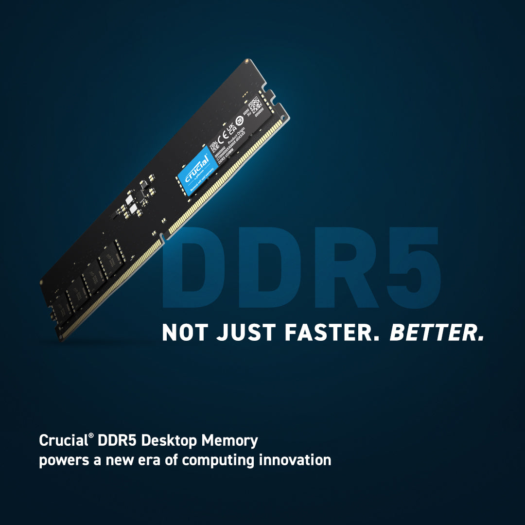 Crucial 16GB (2x8GB) DDR5 UDIMM 4800MHz CL40 Desktop PC Memory image 1