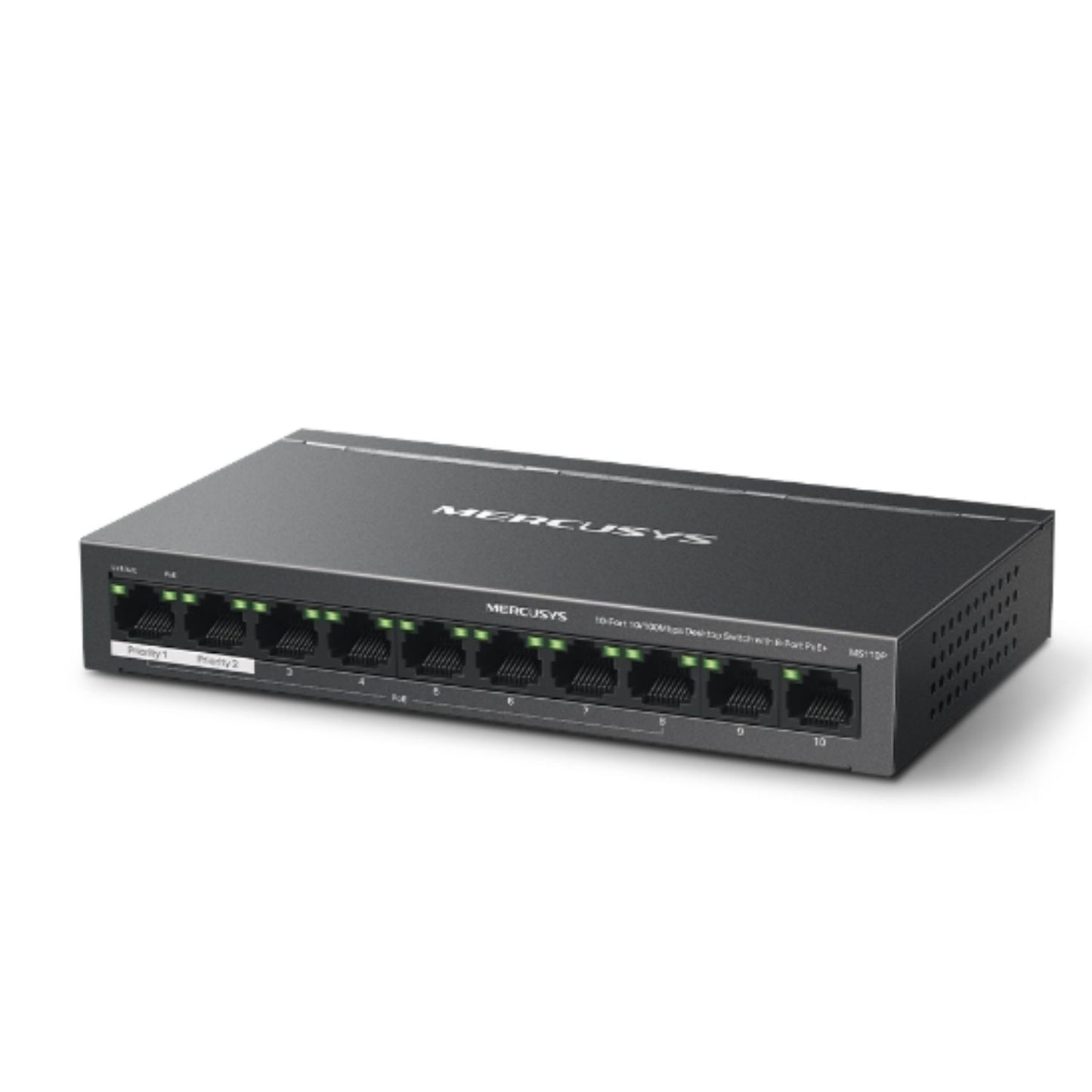Mercusys MS110P 10-Port 10/100Mbps Desktop Switch with 8-Port PoE+, Up to 250 m image 1