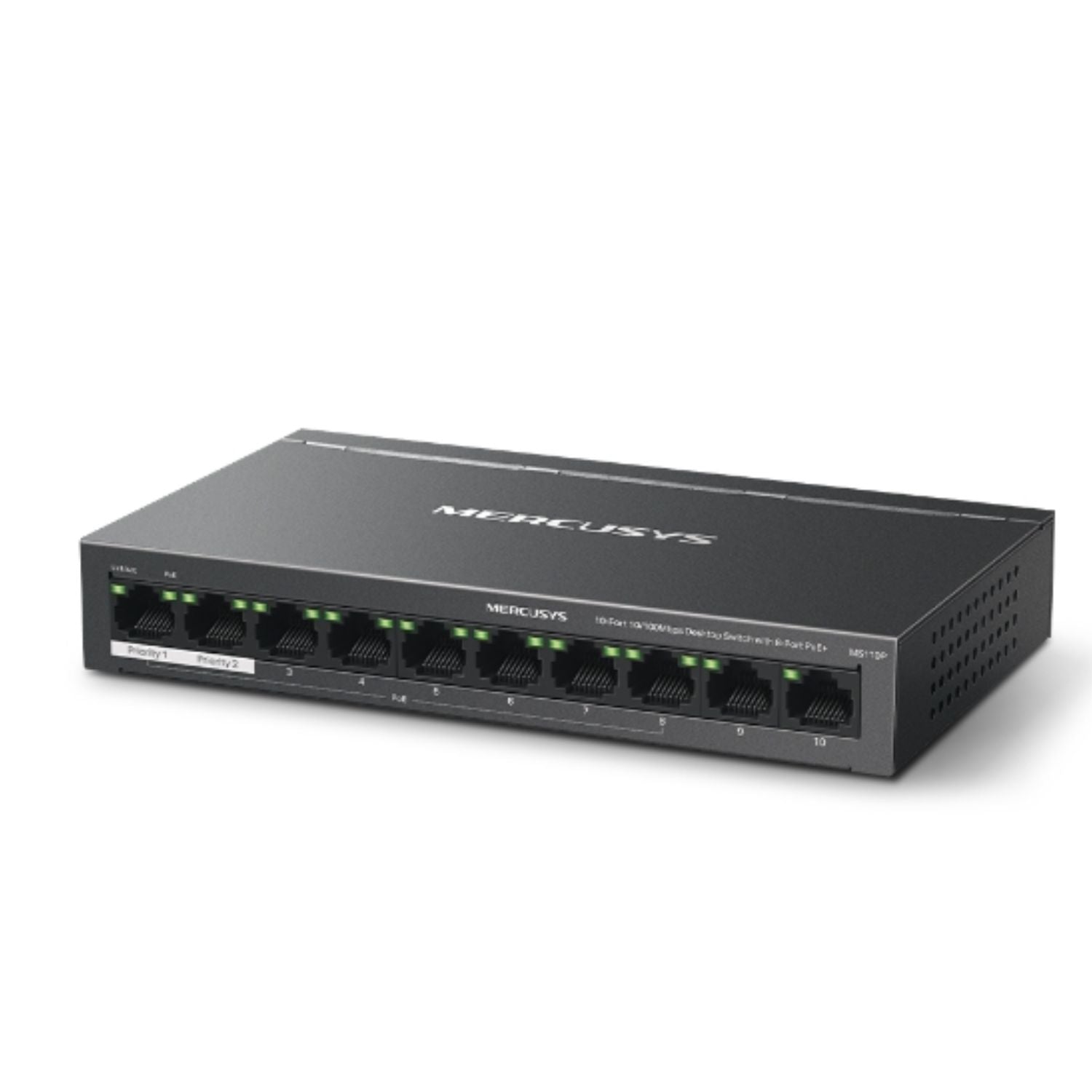 Mercusys MS110P 10-Port 10/100Mbps Desktop Switch with 8-Port PoE+, Up to 250 m image 1