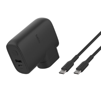 Belkin BoostCharge Hybrid Dual Port Wall Charger 25W + Power Bank 5K + Travel Ad image 3