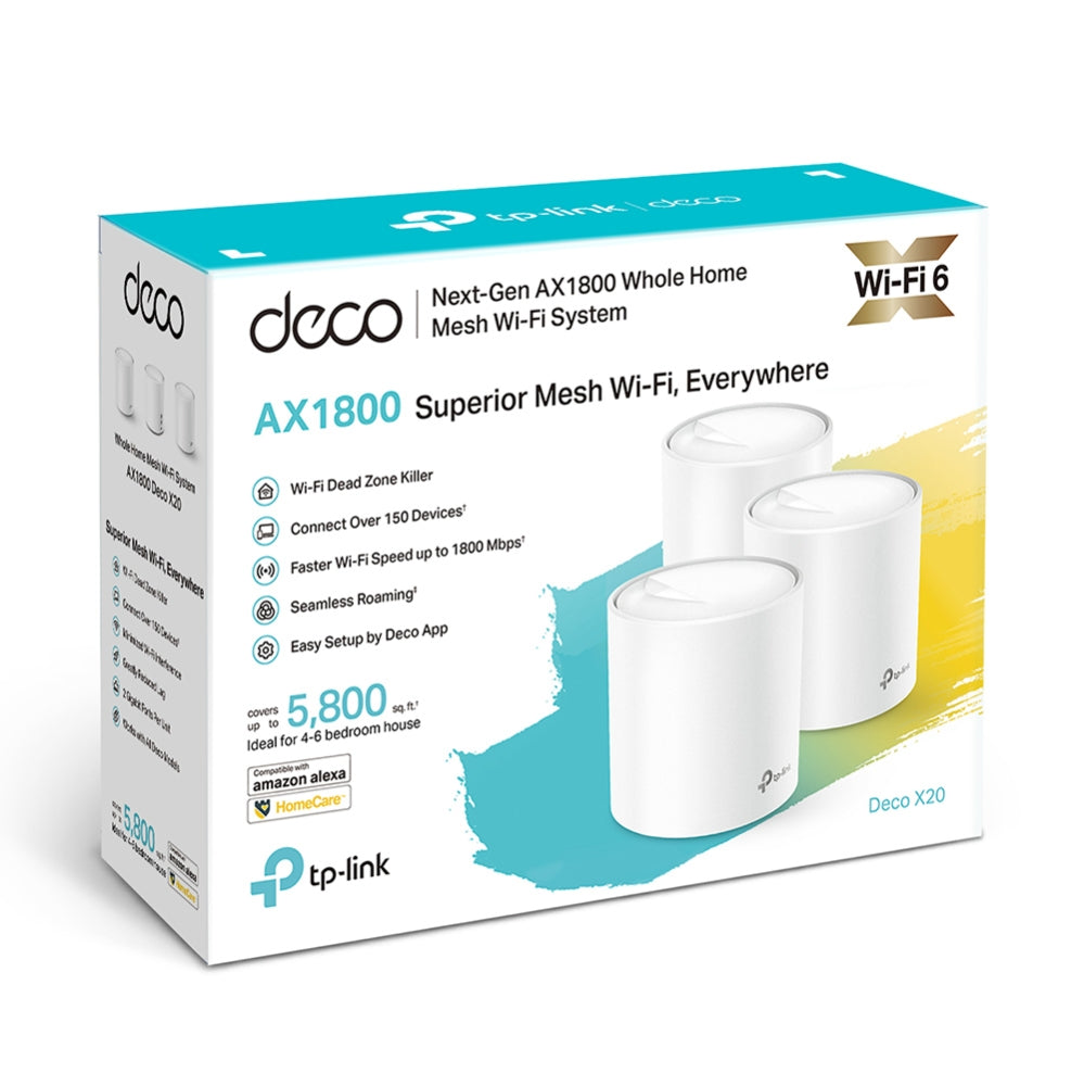 TP-Link Deco X20(3-pack) AX1800 Whole Home Mesh Wi-Fi System, Up To 530 sqm Cove image 3