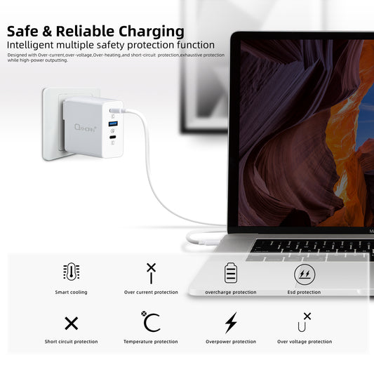 Oxhorn 100W USB GaN Type-C fast Charger, 2x USB-C, 1x USB-A Fast Charger image 1