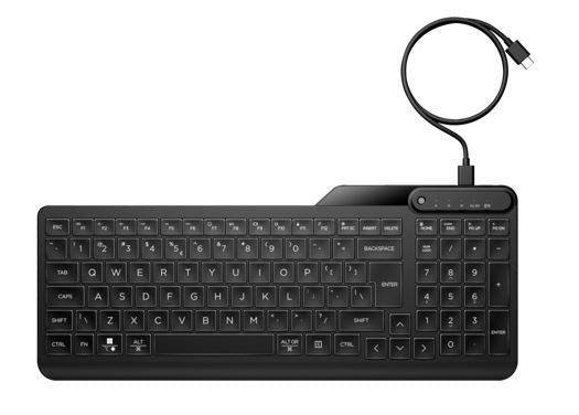 HP 405 Multi-Device Backlit Wired Keyboard Removable USB-C® cable with USB-A Sl image 0