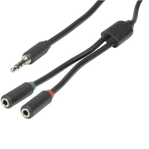 Digitech 3.5mm 4 Pole Plug to 2 x 3.5mm Socket Cable - 250mm image 0