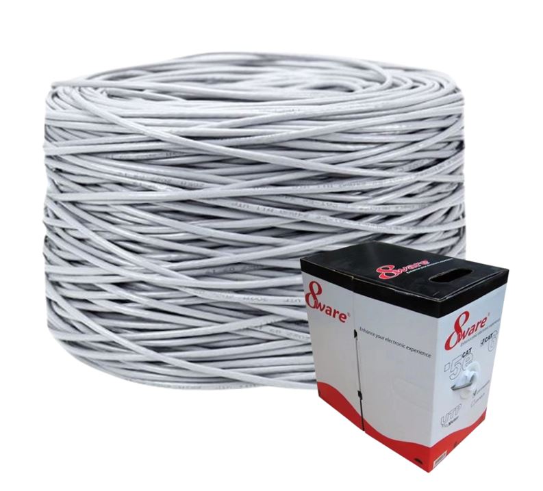 8ware CAT6 UTP Cable 305m Roll - Grey White Full 0.55mm Copper UTP stranded Ethe image 0