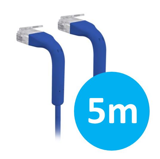 Ubiquiti UniFi Patch Cable Single Unit, 5m, Black, End Bendable to 90 Degree, RJ image 0