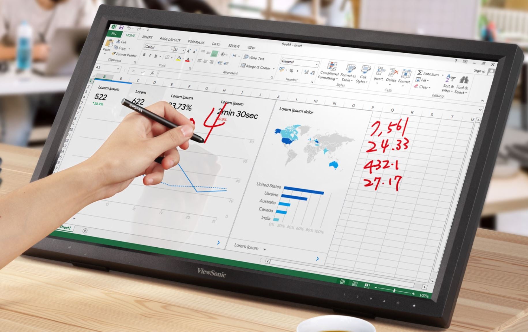 ViewSonic 24' TD2423 IR 10 Point Touch Advanced Ergonomics, Magnetic Pen Holder, image 0
