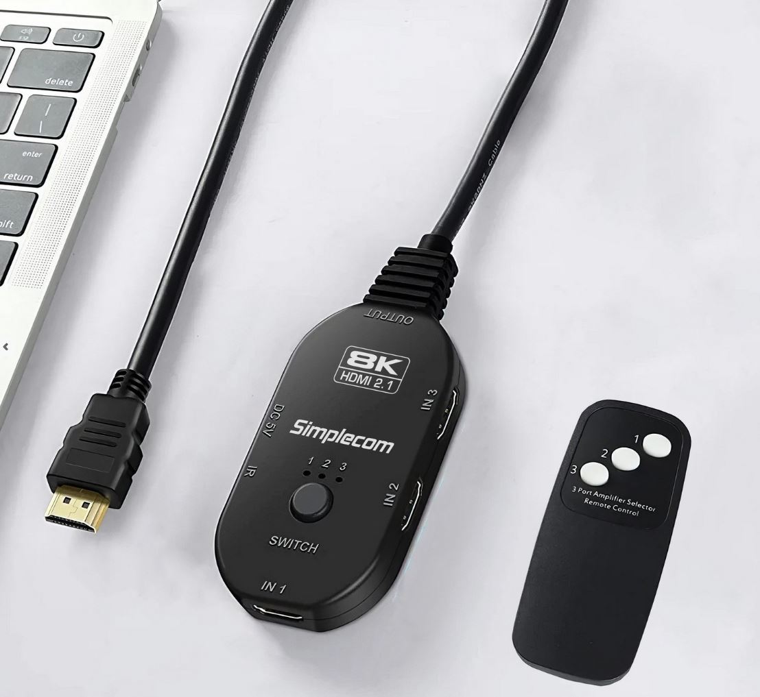 Simplecom CM353 3-Port HDMI 2.1 Switch 3 IN 1 OUT Splitter HDCP 2.3 8K@60Hz image 2