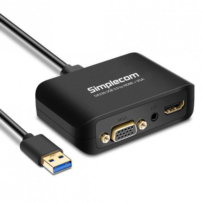 Simplecom DA326 USB 3.0 to HDMI + VGA Video Adapter with 3.5mm Audio Full HD 108 image 0