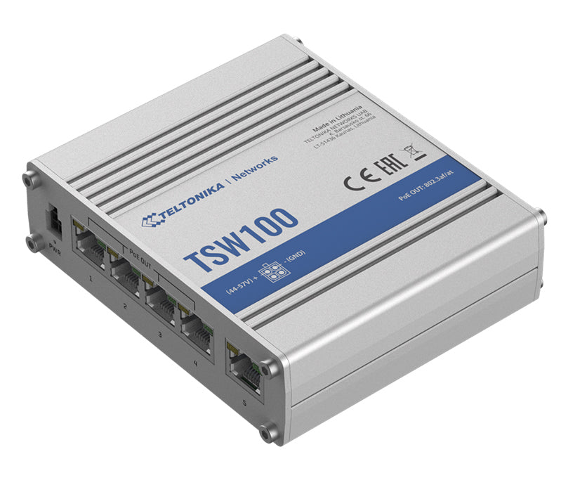 Teltonika Industrial POE+ Ethernet Switch, 4 x PoE+ ports, Power Up to 120W, 5 x image 0