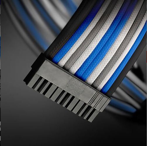 Antec PSU -  Sleeved Extension Cable Kit V2 - Blue / White / Black . 24PIN ATX, image 1