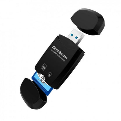 Simplecom CR303 2 Slot SuperSpeed USB 3.0 Card Reader with Dual Caps -Black image 0