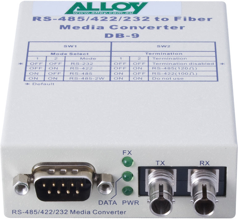 Alloy SCR460ST-3  RS-232/422/485 Serial DB-9 to Single Mode Fibre Converter. Max image 1