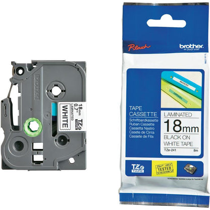 Brother 18mm Black on White TZE Tape image 0