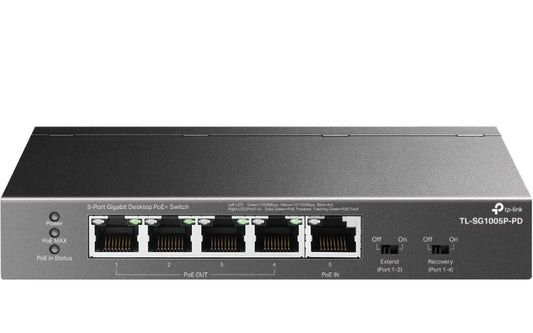 TP-Link TL-SG1005P-PD 5-Port Gigabit Desktop PoE+ Switch with 1-Port PoE++ In an image 0