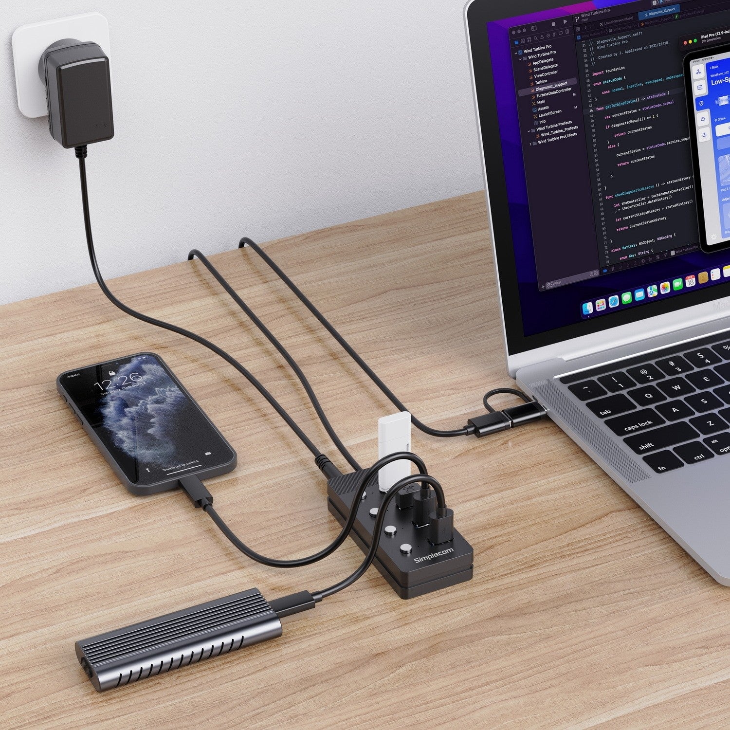 Simplecom CH345C SuperSpeed USB-A and USB-C to 4-Port USB 3.0 Hub 5Gbps Individu image 3