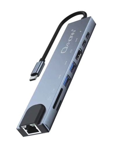 Oxhorn SuperSpeed 8-in-1 USB C to HDTV Adapter Hub 1xHDMI 4K 1xEtherne LAN 2 xUS image 0