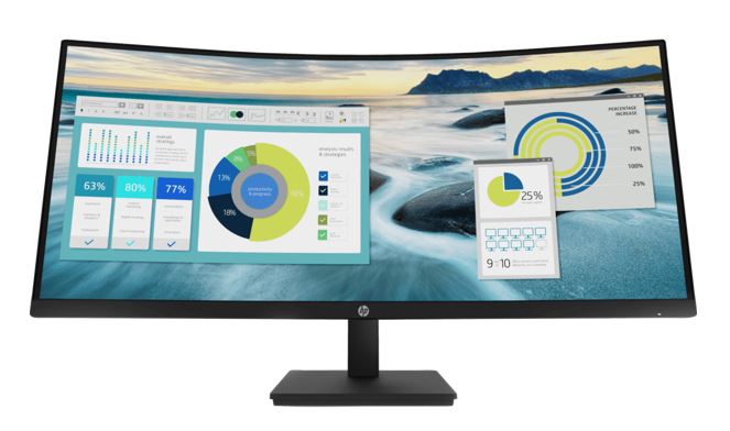 HP P34hc G4 34' WQHD 4K CURVED 21:9 3440x1440 Height Adjust Tilt USB-C (65W PD) image 0