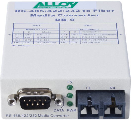 Alloy SCR460SC-3 RS-232/422/485 Serial DB-9 to Single Mode Fibre Converter. Max. image 1