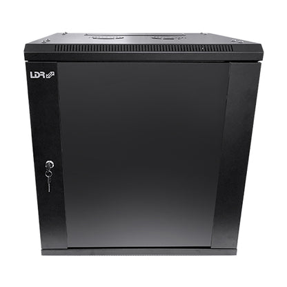 LDR Assembled 9U Wall Mount Cabinet (600mm x 450mm) Glass Door - Black Metal Con image 2