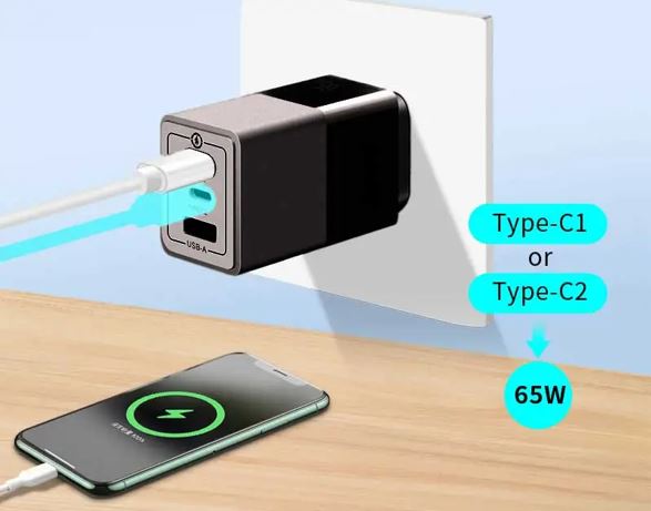 Oxhorn 65W GaN Type C fast Charger 3 Port 2xUSB-C 1xUSB-A PD3.0 QC4.0 PPS AUS Ap image 2