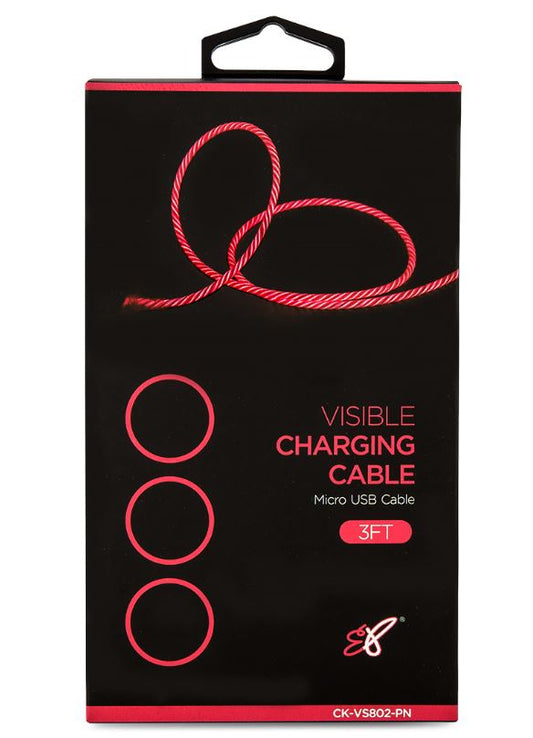 Astrotek 1m LED Light Up Visible Flowing Micro USB Charger Data Cable Pink Charg image 1