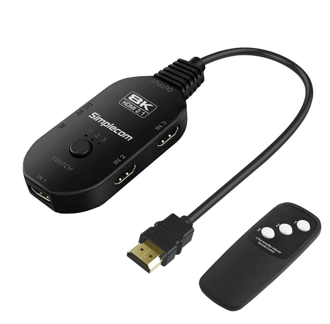 Simplecom CM353 3-Port HDMI 2.1 Switch 3 IN 1 OUT Splitter HDCP 2.3 8K@60Hz image 1