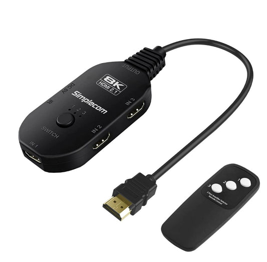 Simplecom CM353 3-Port HDMI 2.1 Switch 3 IN 1 OUT Splitter HDCP 2.3 8K@60Hz image 1