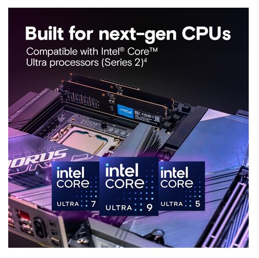 Crucial 64GB (2x32GB) DDR5 CUDIMM 6400MHZ CL52 Desktop PC Memory for Intel Core image 2