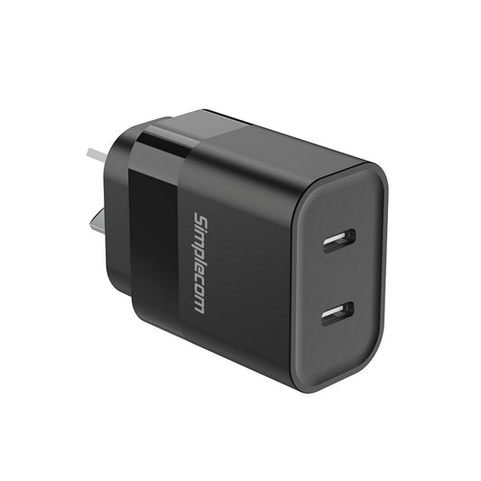 Simplecom CU221 Dual USB-C Fast Wall Charger PD 20W for Phone Tablet image 1