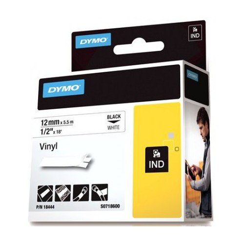 DYMO (SD18444) Vinyl, 12mm - Black on White image 0