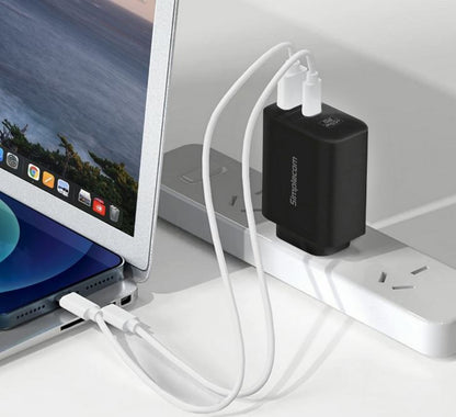Simplecom CU265 Dual Port PD 65W GaN Fast Wall Charger USB-C + USB-A for Phone L image 3