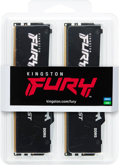 Kingston Fury Beast Black DDR5 32GB 5600MT/s CL36 DIMM Desktop Gaming Memory Single Module AMD Expo and Intel XMP - KF556C36BBE-32