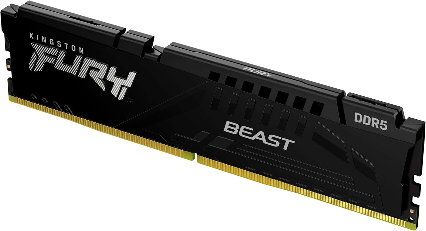 Kingston Fury Beast Black DDR5 32GB 5600MT/s CL36 DIMM Desktop Gaming Memory Single Module AMD Expo and Intel XMP - KF556C36BBE-32