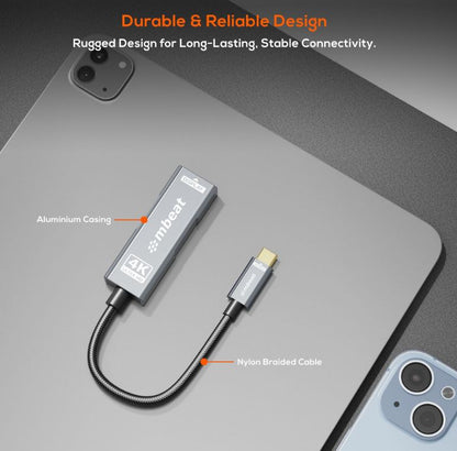 mbeat Tough Link USB-C to DP Adapter with 100W PD - Space Grey 4K (3840 x 2160) image 3