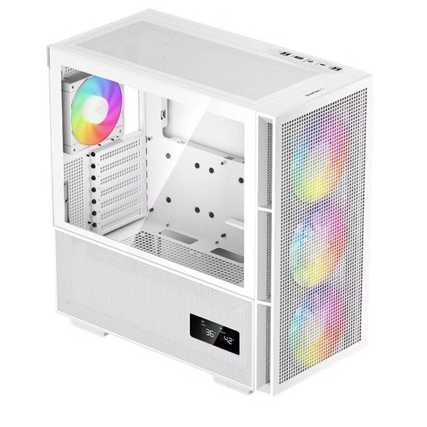 DeepCool CH560 White HighAirflow Mid-Tower ATX Case, Magnetic Hybrid Mesh,Temper image 3